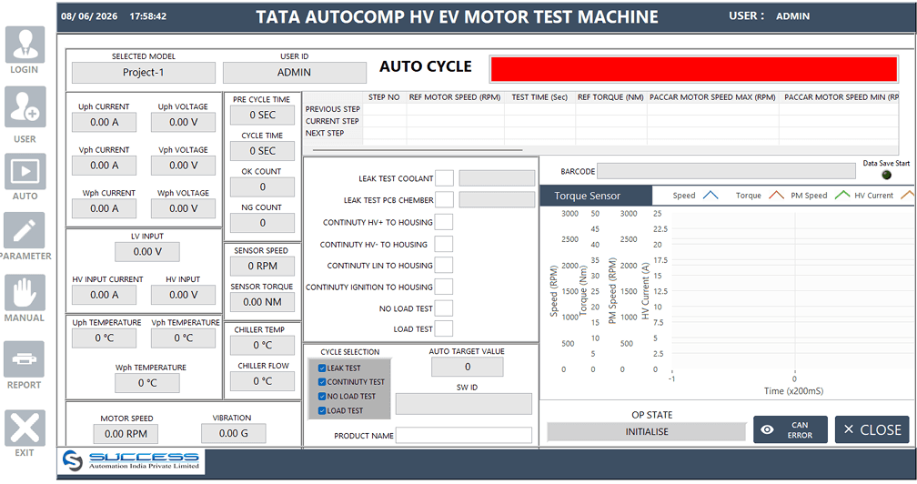 TATA Motor EV Truck Motor Performance Test Bench and Report generation Software